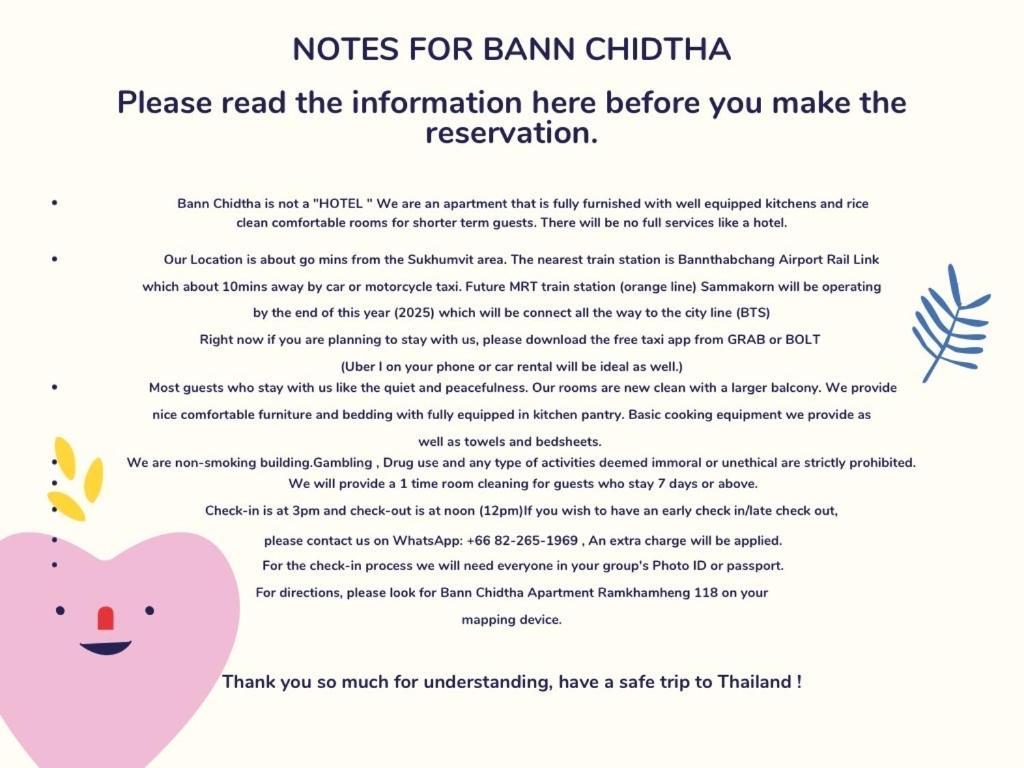 Bann Chidtha Family Full Kitchen Near Suvarnabhumi Airport Appartement *